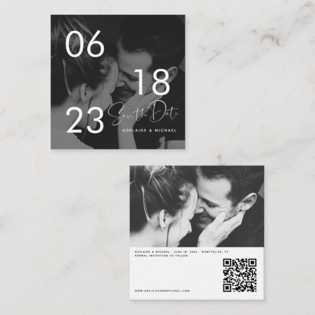 Budget RSVP QR Code Photo Details Wedding Card (Front/Back)