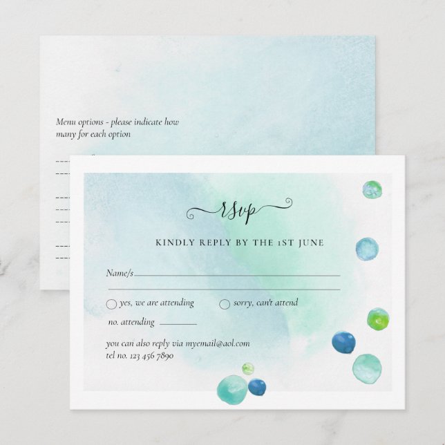 BUDGET RSVP Sea Glass Modern Abstract Wedding Postcard (Front/Back)