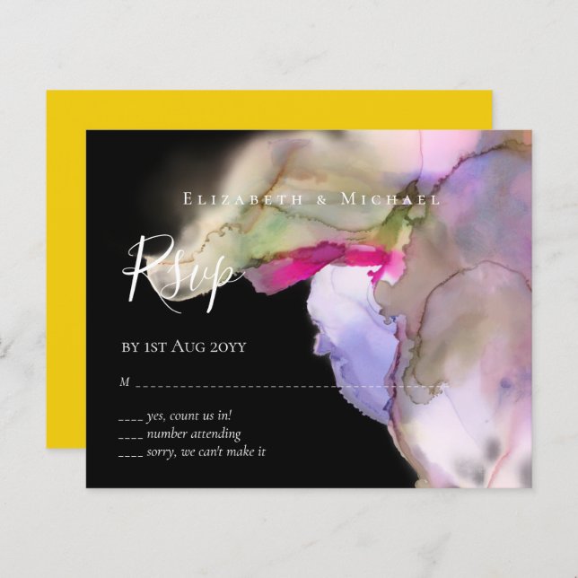 BUDGET RSVP Technicolor Watercolor Wedding (Front/Back)