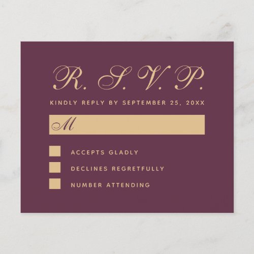 Budget RSVP Wine Color Wedding Response Card