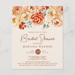 Budget Rust Beige Romantic Floral Bridal Shower
