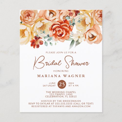 Budget Rust Beige Romantic Floral Bridal Shower