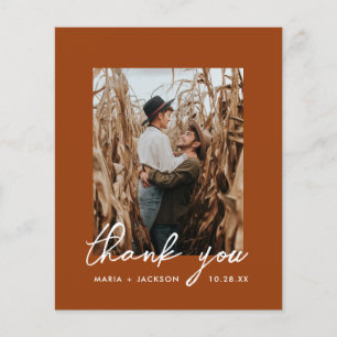 Budget Rust Boho Wedding Photo Thank You Flyer