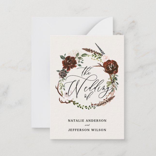 budget rust floral wreath fall Save The Date Card (Front)
