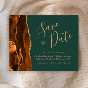 Budget Rust Gold Agate Emerald Green Save the Date