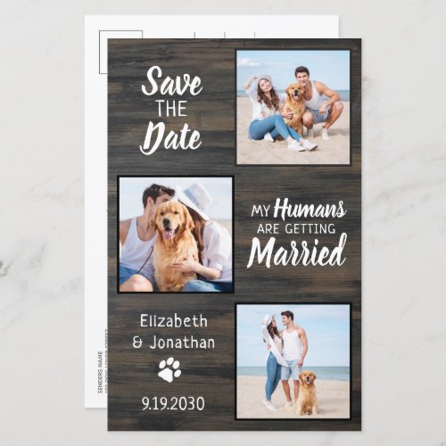 Budget Rustic 3 Photo Dog Wedding Save The Date