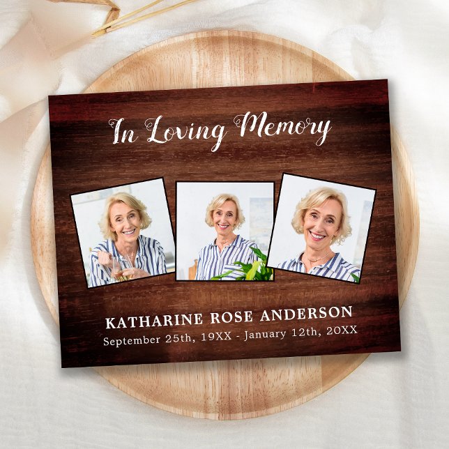 Budget Rustic 3 Photo Funeral Thank You Sympathy  (Creator Uploaded)