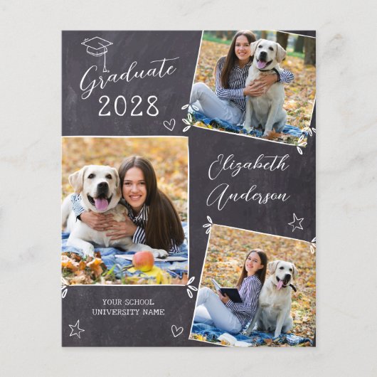 Budget Rustic 3 Photo Graduation Invitation (Front)