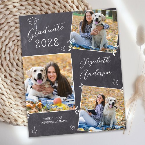 Budget Rustic 3 Photo Graduation Invitation