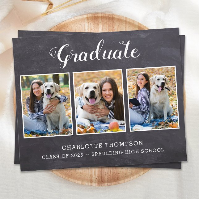 Budget Rustic 3 Photo Graduation Invitation (Creator Uploaded)