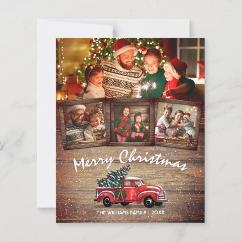 Budget Rustic 4 Photo Vintage Red Truck Card