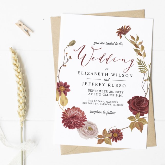 Budget Rustic Autumn Fall Wedding Invitation (Creator Uploaded)