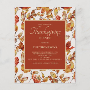 Budget Rustic Autumn Leaf Thanksgiving Invitation Flyer