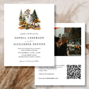 Budget Rustic Autumn Photo QR Code wedding invite