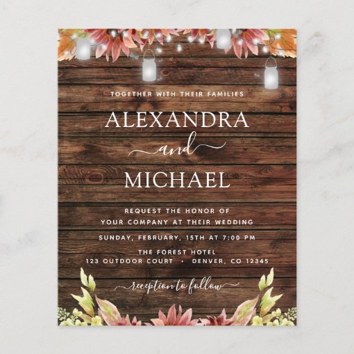 Budget Rustic Autumn Sunflowers Wedding Invitation | Zazzle