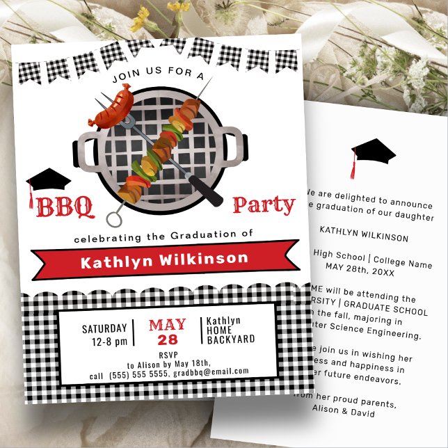 BUDGET Rustic Black Plaid Fun BBQ Party Invitation (Creator Uploaded)