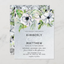 Budget Rustic Blue White Floral Wedding Invitation