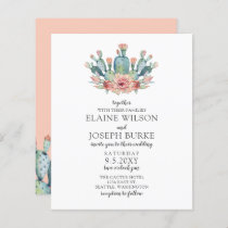 Budget Rustic Blush Cacti Wedding Invitation
