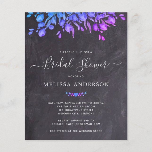 Budget Rustic Botanical Bridal Shower Invitation (Front)