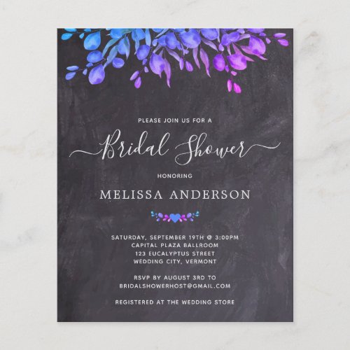 Budget Rustic Botanical Bridal Shower Invitation