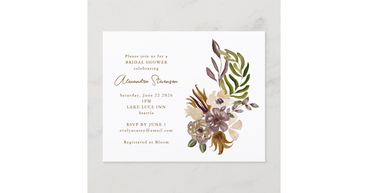 Budget Rustic Botanical Bridal Shower Invitation Zazzle