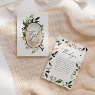 budget Rustic Botanical Greenery Thank You chic Note Card