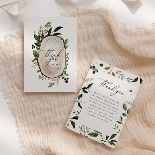 budget Rustic Botanical Greenery Thank You chic Note Card