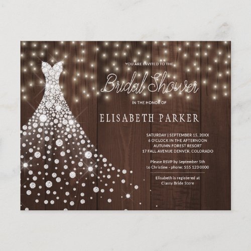 Budget rustic bridal shower invitation paper flyer