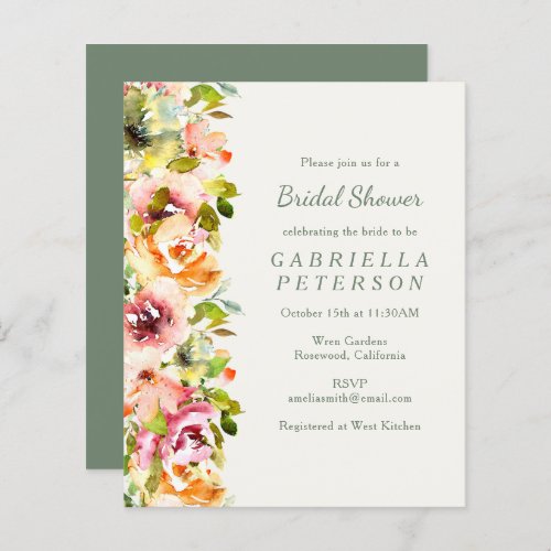 Budget Rustic Burgundy Floral Bridal Shower Invite