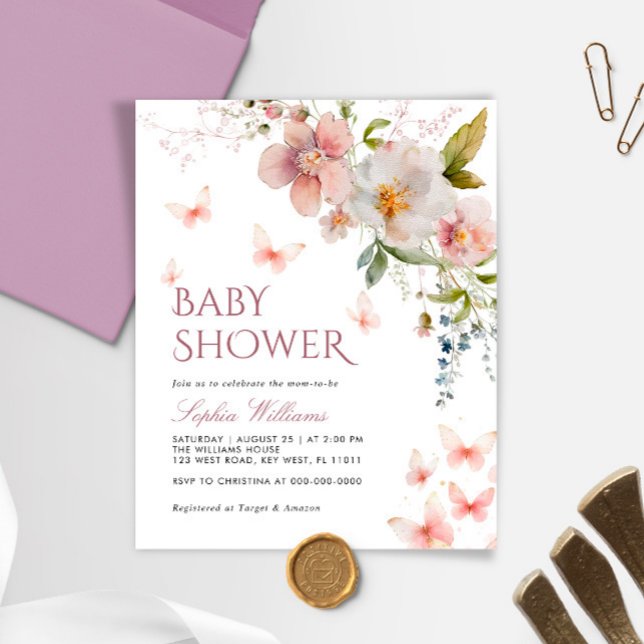 Budget Rustic Butterflies Baby Shower Invitation (Creator Uploaded)