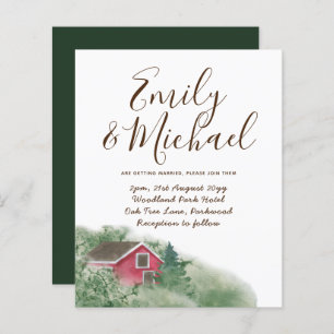 Budget Rustic Cabin in Woods Wedding Invite