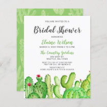 Budget Rustic Cactus Bridal Shower Invitation