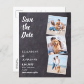 Budget Rustic Chalkboard 3 Photo Save The Date (Front/Back)