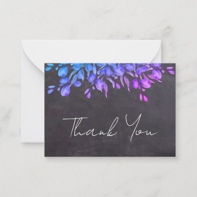 Budget Rustic Chalkboard Botanical Thank You Note Card (Front)