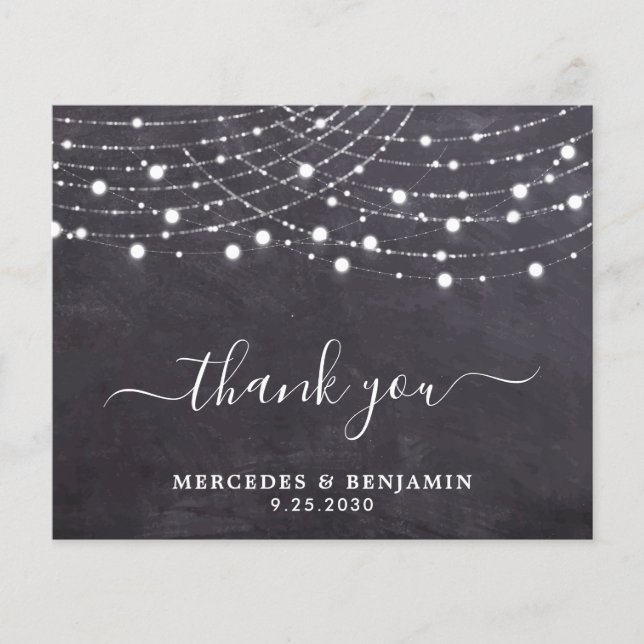 Budget Rustic Chalkboard String Lights Thank You (Front)