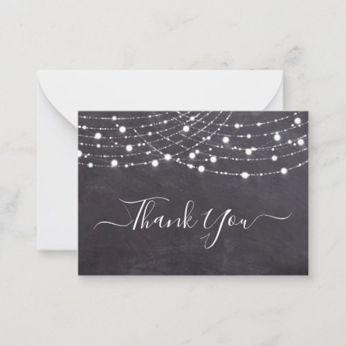 Budget Rustic Chalkboard String Lights Thank You Note Card