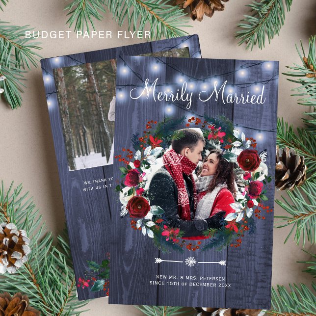 Budget rustic Christmas newlyweds photo holiday  Flyer (Creator Uploaded)