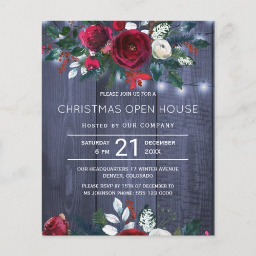 Budget rustic Christmas Open House invitation