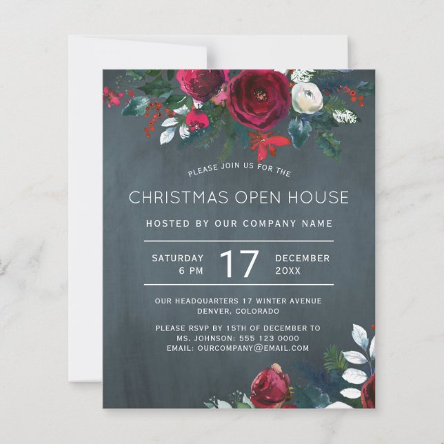 Budget rustic Christmas Open House Invitation (Front)