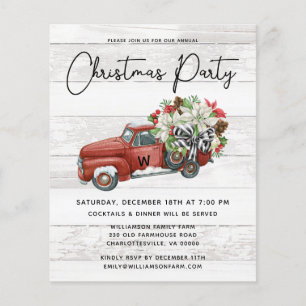 Budget Rustic Christmas Party Red Truck Invitation Flyer
