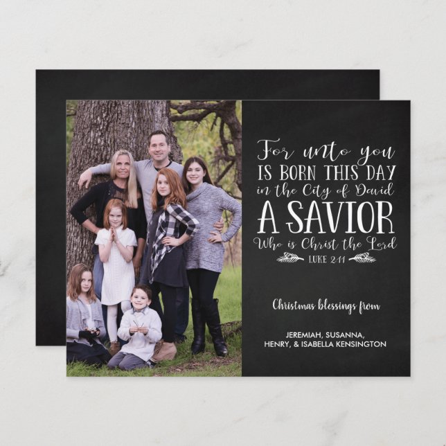 Budget Rustic Christmas Verse Typography Photo (Front/Back)