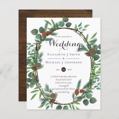 Budget Rustic Christmas Wedding Winter Invites