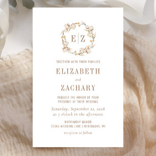 Budget Rustic Cotton Monogram Wedding Invitation