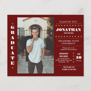 Budget Rustic Country Red Gold Photo Graduation