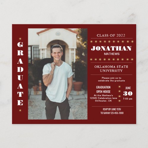 Budget Rustic Country  Red Gold Photo Graduation