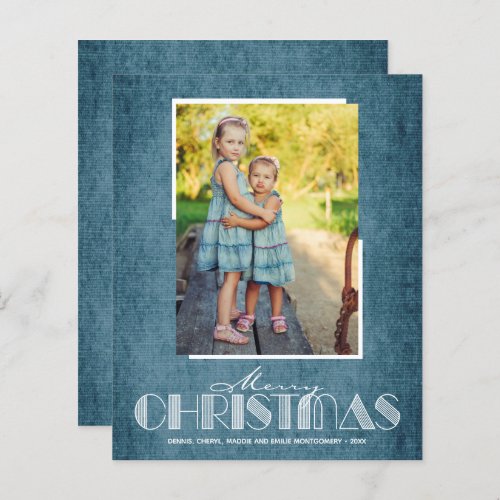 Budget Rustic Denim Merry Christmas Photo Cards