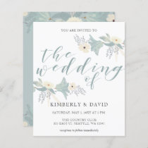 Budget Rustic Dusty Blue Floral Wedding Invitation