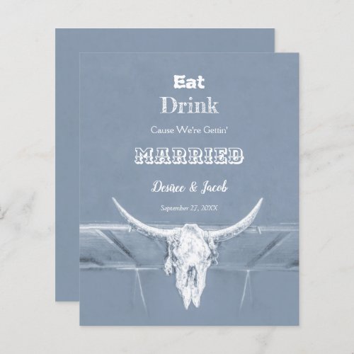 Budget Rustic Eat Drink Married Dusty Blue Bull