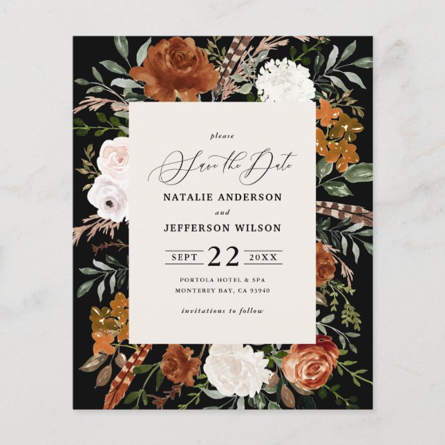 budget rustic elegant modern wedding save the date flyer (Front)