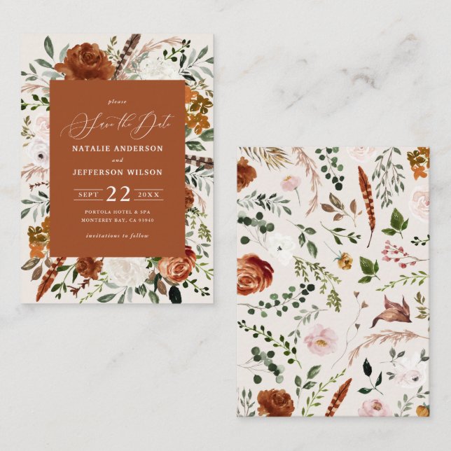 budget rustic elegant modern wedding save the date note card (Front/Back)